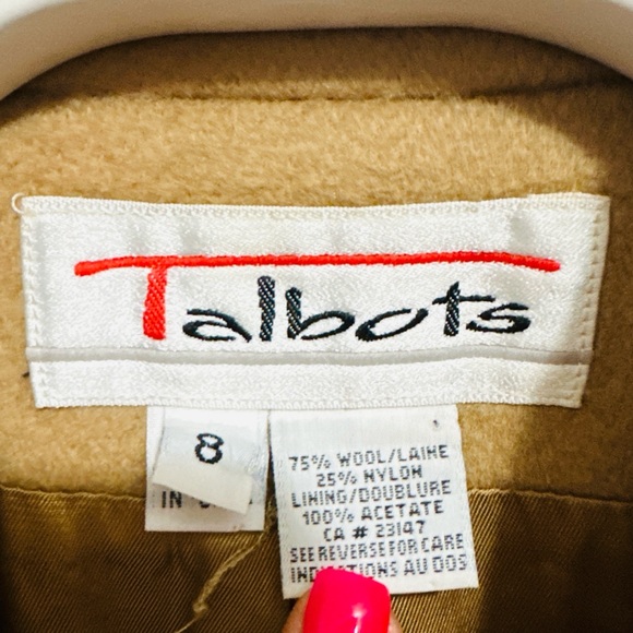 Camel Pea Coat By Talbots Size 8 - Picture 8 of 8